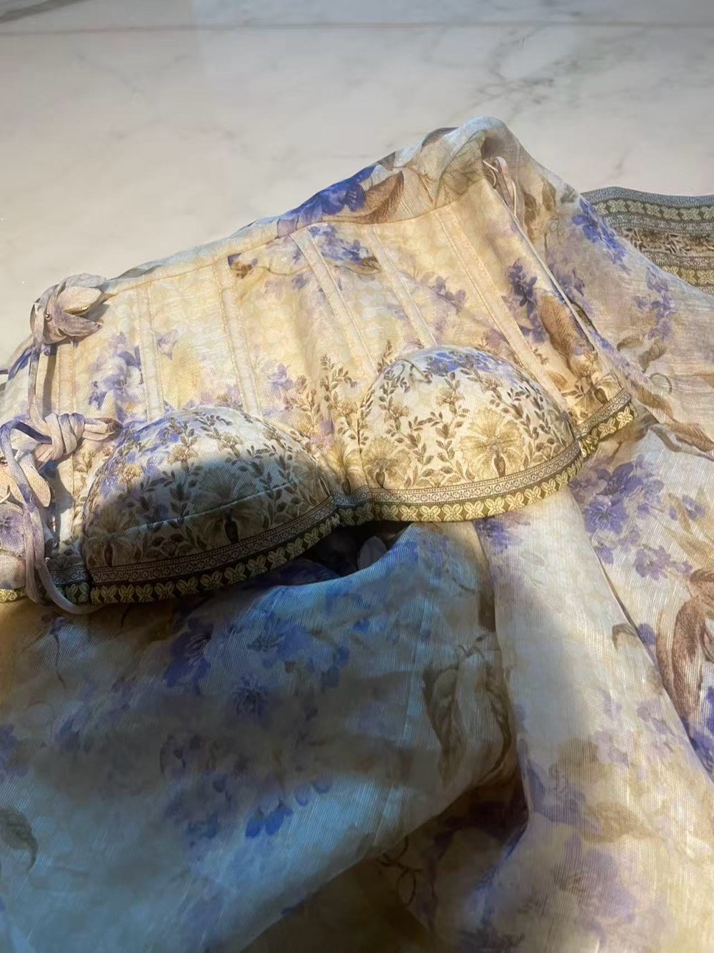 Zimmermann Floral maxi Dress in Cream and Lavender - Picture 11 of 15